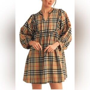 Plaid Long Sleeve Dress